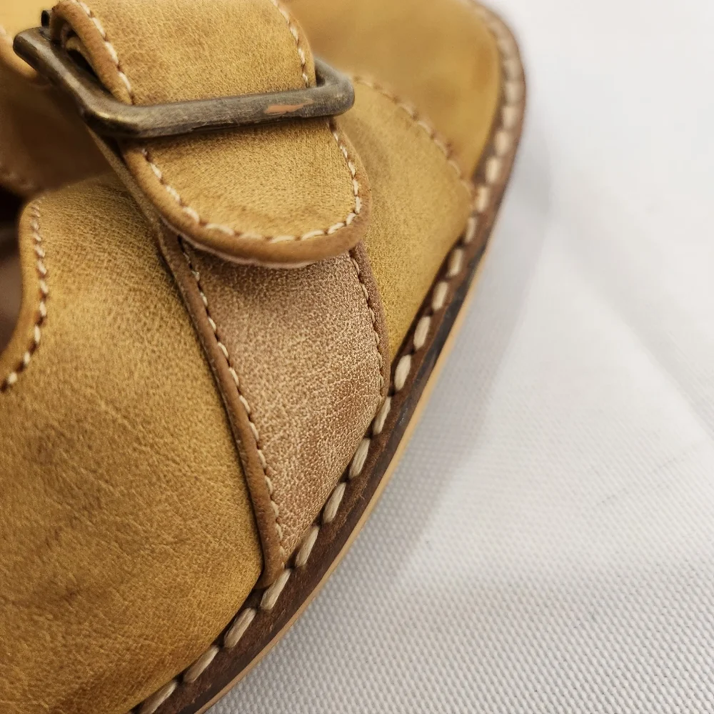 Beast Fashion Mustard Cutout Buckle Block Heel Sandals – Size 8.5 - Picture 7 of 10